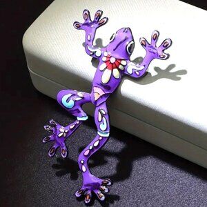 Frog Enamel Brooch Pin Stylish Trippy Hippie Boho Fun Whimsical Metal Colorful